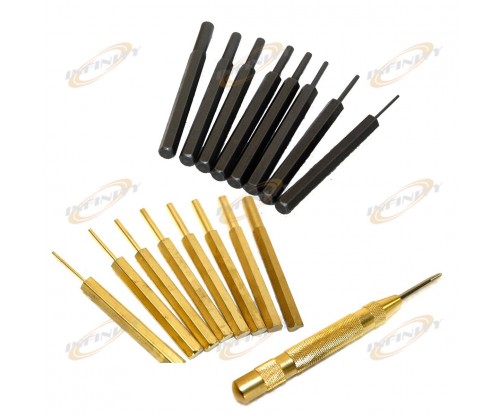 18 Pc Brass And Steel Punch Set Pin Center Punches Home & Business Hand Tool